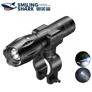 微笑鯊正品 SD1003 LED自行車燈 強光兩用手電筒 腳踏車燈 3檔調焦 USB充電 小巧便攜 防水戶外夜騎山地車燈