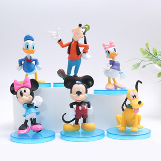 6 件裝 6.5cm-8.5cm 米老鼠動漫人物 PVC 米妮唐老鴨高飛娃娃公仔模型玩具兒童禮物