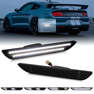 2 件裝煙燻白色 LED 汽車後保險槓轉向信號側標誌燈適用於福特野馬 2015 2016 2017 2018 2019