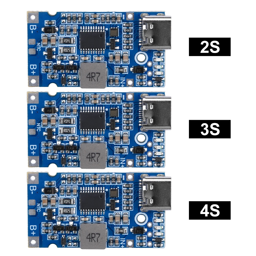 2s 3S 4S BMS 4.5V-15V 18W 2A鋰電池充電模塊支持QC快充板Type-C