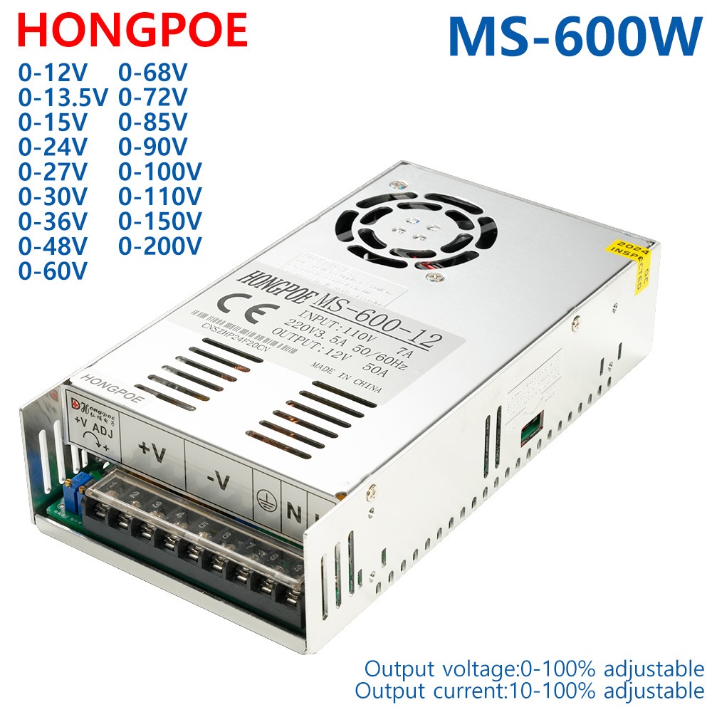 24v 600W 開關電源電壓和電流可調 110-220V AC DC SMPS 用於 LED 燈條閉路電視電機