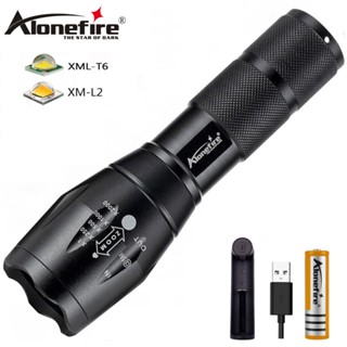 Alonefire G700 XML T6 L2 LED鋁合金防水變焦手電筒用於露營 AAA 18650