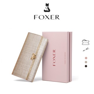 FOXER 女士分體皮革長錢包女士奢華手拿包零錢包女時尚信用卡夾女