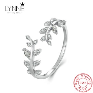 Lynne 新款時尚 925 純銀葉枝水鑽可調節戒指女士和女孩高階珠寶鋯石金色叉骨開口手指戒指