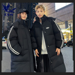 ★yirene★韓版男裝 純色加厚 寬鬆長款 羽絨棉服 情侶裝 冬季學院風 連帽棉襖外套