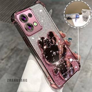 Redmi note 13 note 13 Pro閃粉四角電鍍防摔手機殼唯美卡通3D兔子支架TPU軟殼