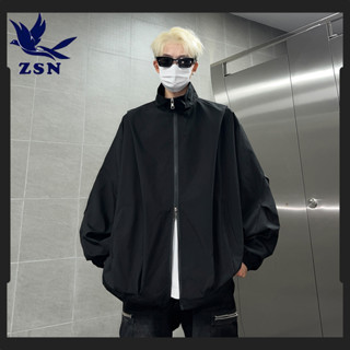 ★yirene★美式男裝 立領機能風 純色翻領 男士夾克 潮流百搭 寬鬆外套 學院風長袖