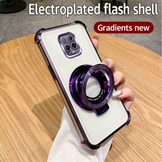 XIAOMI REDMI 適用於小米紅米 Note 9S 手機殼防震電鍍 TPU 支架手機殼適用於紅米 Note9S 手