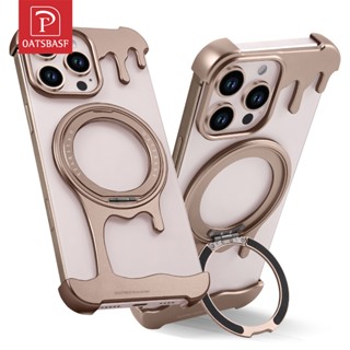 Oatsbasf Magsafe 手機殼適用於 iPhone 16Pro Max 金屬保護手機殼,帶 360°旋轉指環架