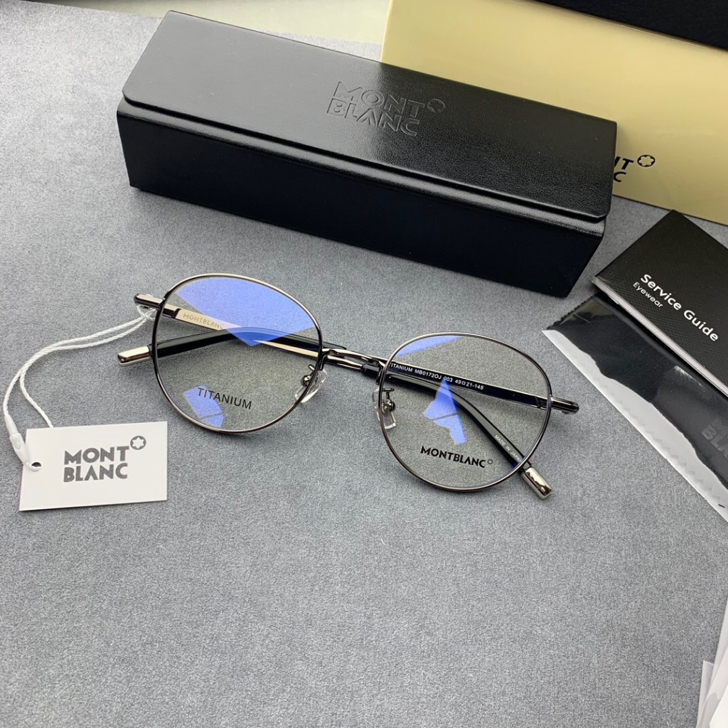 【高品質】MONT BLANC眼鏡MB0172OJ超輕純鈦復古圓形時尚眼鏡架光學鏡框男女皆宜