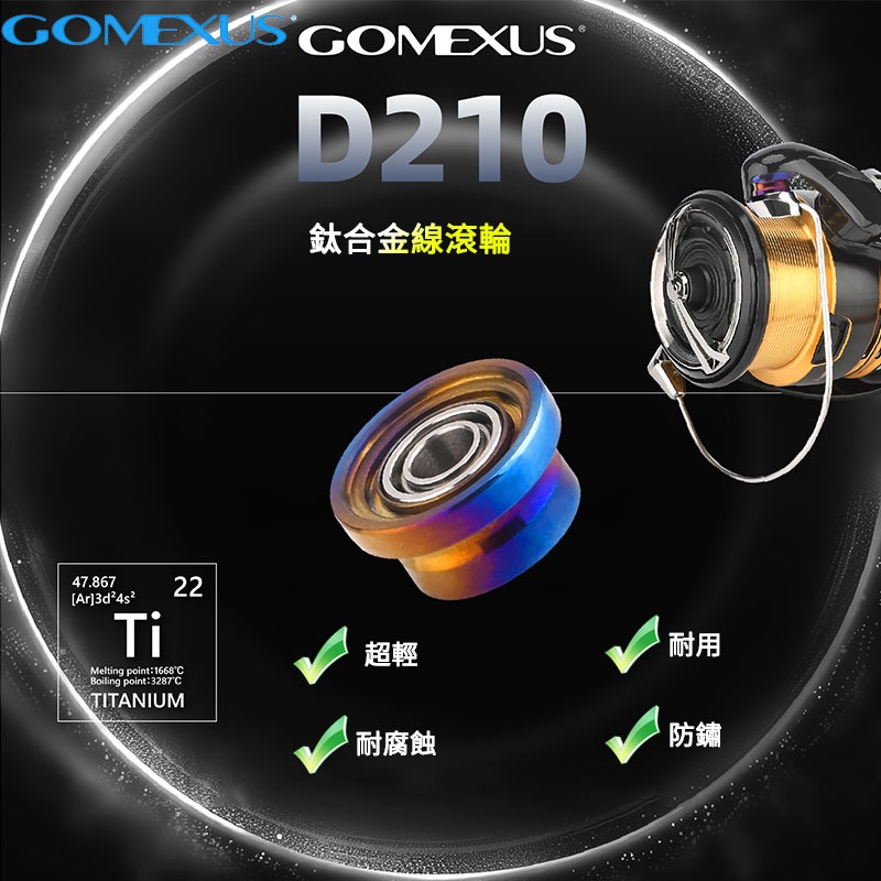 Gomexus D210釣魚線滾輪鈦合金滾珠軸承適用於23款Legalis型旋轉釣魚線輪光滑配件高旋轉高強度HS2