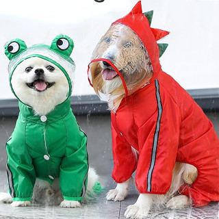 【catbeauty寵物館】 3 色防水狗雨衣適合大型犬有趣的小狗連帽衫寵物衣服適用於西施貓夾克 XS-7XL