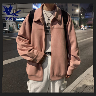 ★yirene★韓版男裝 男士上衣 麂皮絨 潮流機車風 簡約百搭 寬鬆翻領 夾克外套