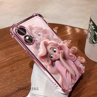 Oppo reno 8T 4G reno 8T 5G手機殼四角電鍍防摔美少女圖案手機殼唯美TPU矽膠軟殼