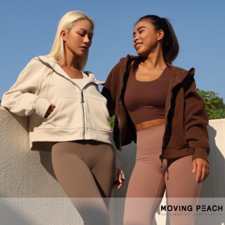 MOVING PEACH 短版帽踢內刷毛大學t寬鬆休閒加絨連帽衛衣外套oversize 帽t美式運動健身保暖秋冬外套BS