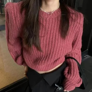 【NZN】 韓版時尚氣質百搭寬鬆上衣女秋季簡約顯瘦圓領長袖針織毛衣
