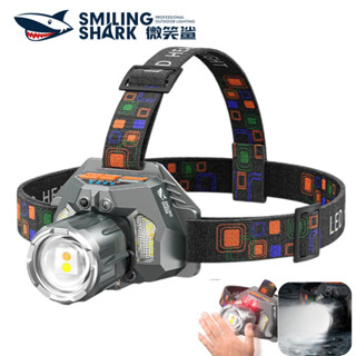 微笑鯊正品 TD0204 LED頭燈 M60超亮6000流明 感應頭燈 9檔位Type-c充電工作燈 白紅黃光 防水戶外