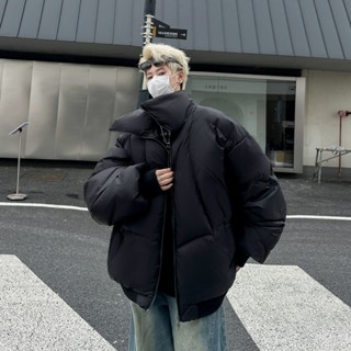 冬季美式復古黑色立領短版羽絨服男 cleanfit潮流百搭麵包棉服男m-2xl
