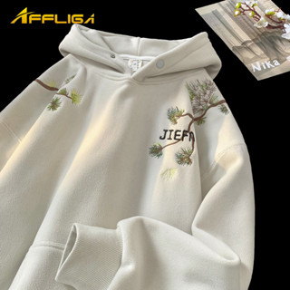 ✦AFFLIGA✦秋季中國風刺繡男連帽衛衣 重磅潮牌街頭運動帽衫 百搭潮流休閒情侶長袖上衣