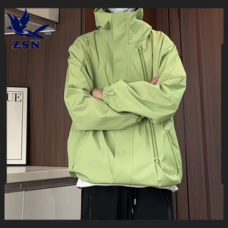 ★yirene★大碼男裝 潮流時尚 男生防風外套 港風秋冬上衣 防水衝鋒衣 拉鍊連帽 夾克外套