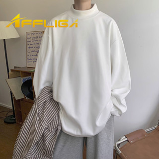 ✦AFFLIGA✦秋冬季純色高階感百搭男女長袖 韓版男士內搭德絨打底衫 中領半高領加厚長袖t恤