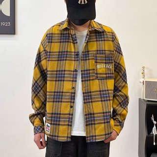 美式復古尚格子襯衫男 流行新款簡約百搭藝文潮流長袖襯衫男m-3xl