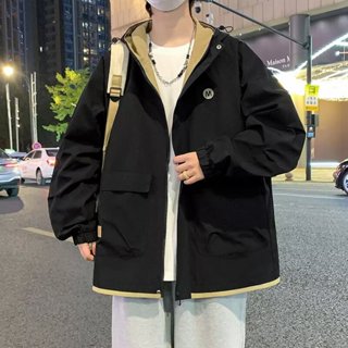 春秋冬款休閒寬鬆工裝衝鋒衣男 戶外夾克男 潮牌青少年上衣外套男m-3xl