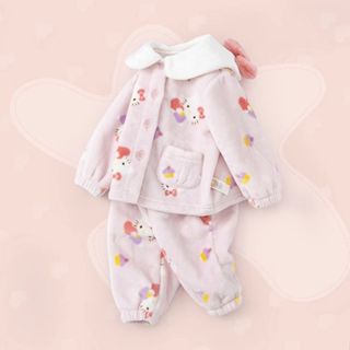 HelloKitty冬裝睡衣女童法蘭絨珊瑚絨家居服套裝刷毛加厚大中兒童