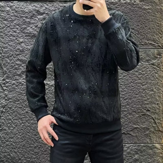 新款潮流秋季新款大學T男 潮流時尚漸變上衣男 寬鬆長袖t恤男m-3xl