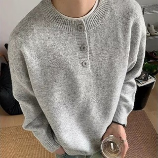 冬季亨利領毛衣男 休閒內搭打底衫男 美式痞帥針織衫男m-3xl