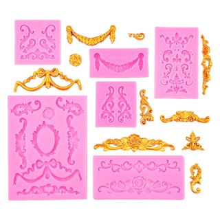 浮雕花邊矽膠軟糖模具 DIY 蛋糕邊框裝飾工具 Sugarcraft 巧克力粘土糖果橡皮泥模具紙杯蛋糕烘焙工具