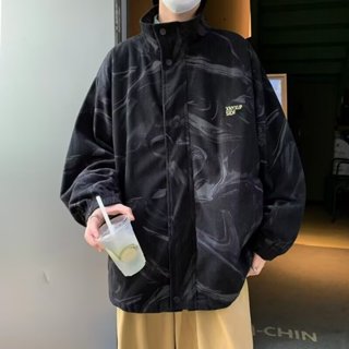 新款秋季潮流燈芯絨翻領夾克男 日系復古休閒素色青少年外套男m-3xl