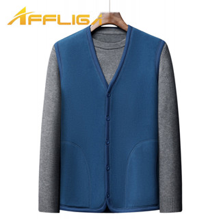 ✦AFFLIGA✦秋冬季加絨加厚男款馬甲 單排扣簡約設計感三色男士內搭 寬鬆休閑保暖V領男開衫外套