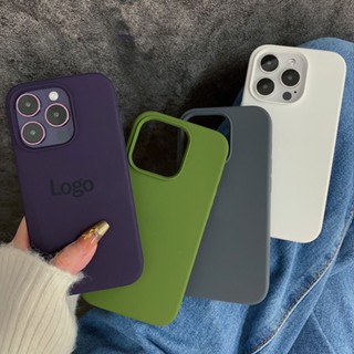 【帶標誌】液態矽膠深紫綠色防震手機殼適用於 iPhone 16 15 14 Pro Max Plus 13 12 11