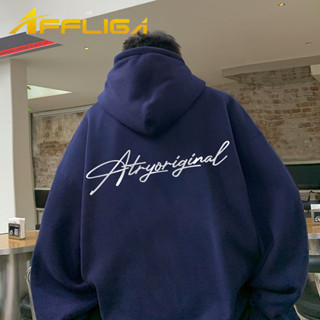 ✦AFFLIGA✦秋冬季多色字母印花長袖衫男 簡約百搭寬鬆連帽衫男女 韓版潮流高階感青年男款帽T