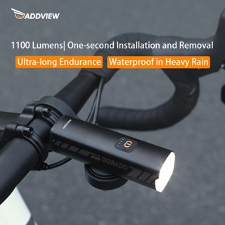 Addview 自行車燈,適合夜間騎行,超亮前燈,帶 1100 流明的防水手電筒,USB 可充電,山地自行車裝備。