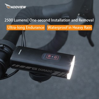 Addview 自行車燈,適合夜間騎行,超亮前燈,帶 2500 流明的防水手電筒,USB 可充電,山地自行車裝備。