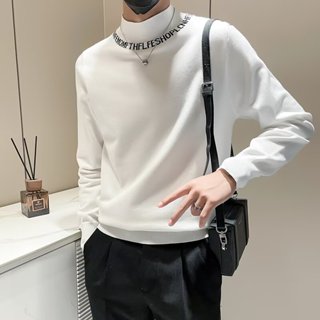 中高領毛衣男 秋冬季內搭線衣打底衫男 2024新款潮牌百搭痞帥針織衫男m-3xl