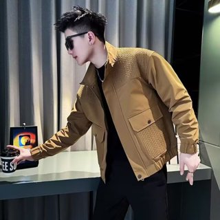 青少年拉鍊春秋長袖潮流夾克男 高階感工裝立領緊身韓版外穿外套男m-3xl