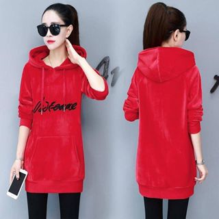 超大號女式襯衫長袖 Wanita Baju 連帽上衣襯衫連帽衫 V 領寬鬆長襯衫秋季上衣大碼字母 #8673