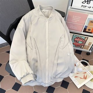 潮牌美式立領棒球服飛行員加厚棉衣男 冬季機能風寬鬆棉服外套男M-2XL