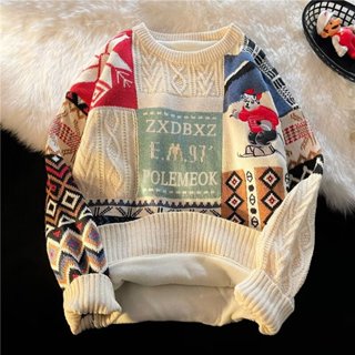 秋冬季耶誕風打底針織衫男 舒適慵懶青少年情侶寬鬆毛衣上衣m-3xl