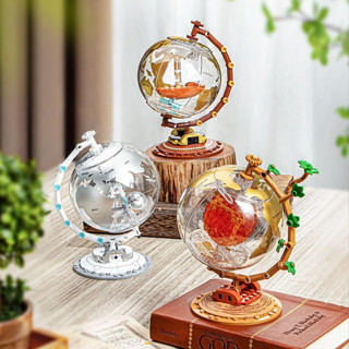 【新品】野想地球儀積木小夜燈 創意太空人帆船航火星球模型 桌面潮玩裝飾擺件 兒童男女生生日紀念日耶誕節禮物 拼裝玩具