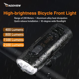 Addview 自行車燈,適合夜間騎行,超亮前燈,防水手電筒,帶 400-2500 流明,USB 可充電,山地自行車裝備