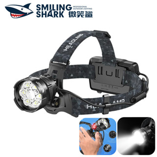 微笑鯊 TD0207 超亮頭燈 7*LED 6000流明 Type-c充電 7檔位 工作頭燈 帶電顯 防水戶外露營 照明
