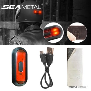 SEAMETAL機車警示燈 摩托車頭盔剎車燈 USB 可充電 LED 安全警告頭盔尾燈帶 3 種照明模式防水