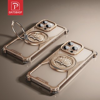 Oatsbasf 金屬蝙蝠手機殼,帶360°旋轉解壓指尖陀螺磁吸支架適用於 iPhone 16 Pro Max