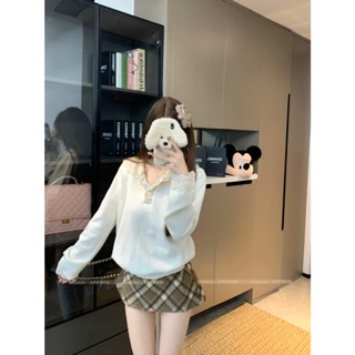 【BANKO】長袖上衣 針織上衣 連帽上衣 蕾絲上衣 女生針織衫 韓系秋冬女裝蕾絲連帽長袖針織衫