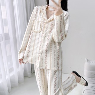 秋冬女生睡衣套裝 三層加棉加厚空氣棉睡衣居家服保暖家居服甜美韓版長袖女套裝
