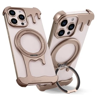 新款液態金屬 360度旋轉支架磁吸手機殼適用於iPhone13-16pro Max支架手機殼 360度旋轉支架手機殼